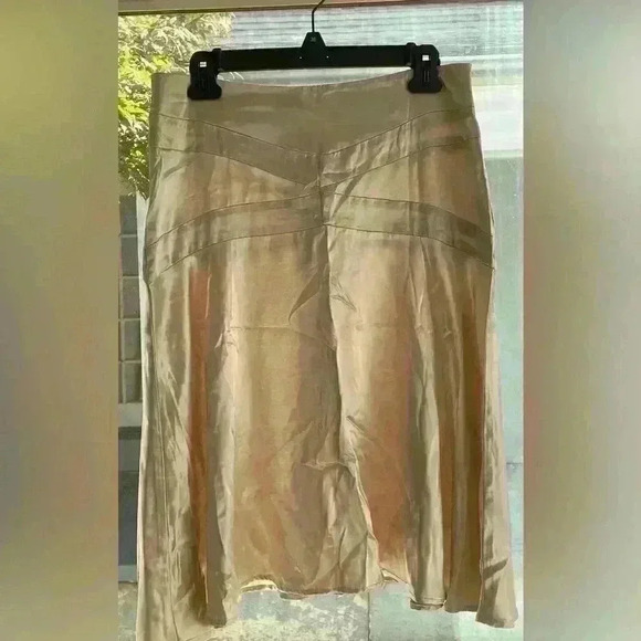 Just In Time women’s champagne colored satiny, fit and flare skirt; size M - Picture 1 of 6